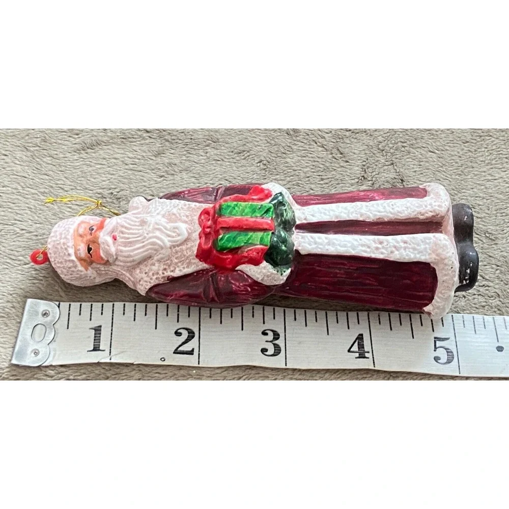 Vintage Lot of 6 Silvestri Hard Plastic Father Christmas Santa Claus Ornaments